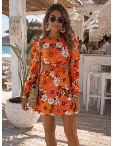 Vestido Retro Naranja Cut Out