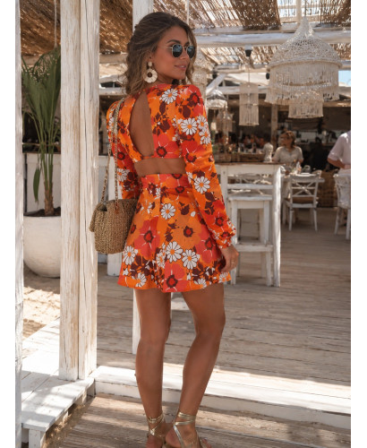Vestido Retro Naranja Cut Out 2
