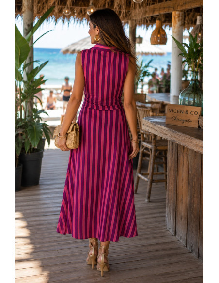 Vestido Camisero Rayas Rosa & Malva