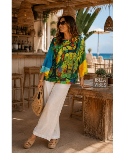 Suéter de hilo estampado multicolor 2