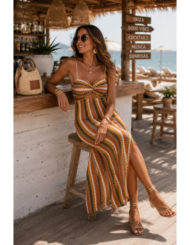 🌈 Vestido Zigzag Multicolor con Aberturas...