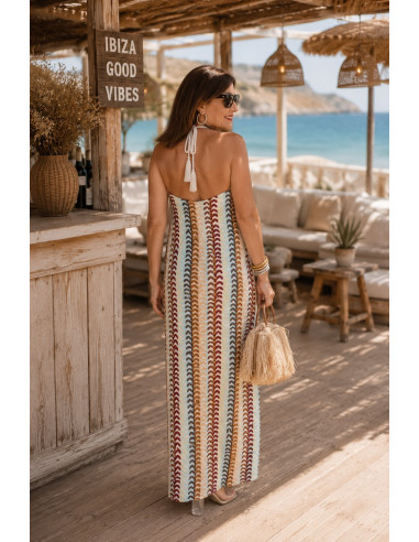 🌀 Vestido Halter Étnico Multicolor
