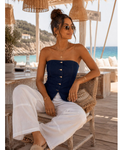 Top palabra de honor denim marino