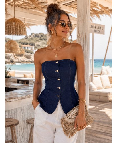 Top palabra de honor denim marino 2