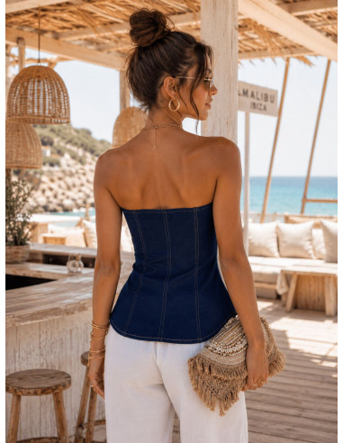 Top palabra de honor denim marino