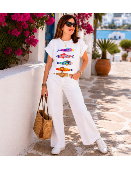 Camiseta Sardinas Color blanca