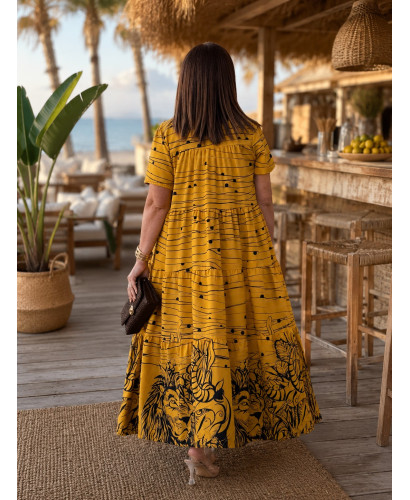 Maxi Vestido Estampado de Selva con Manga Larga 2