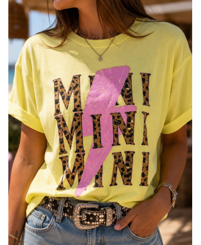 Camiseta Amarilla con Rayo y Letras Animal Print ⚡ 2