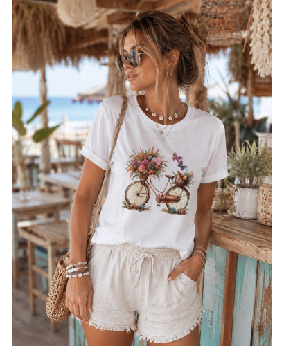 Camiseta Blanca Bicicleta Floral 2