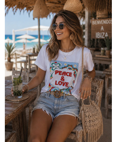 Camiseta Peace & Love blanca