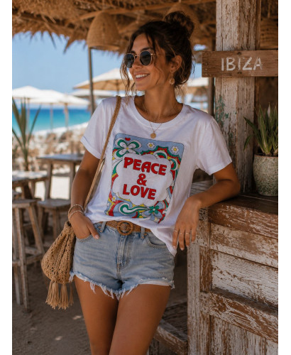 Camiseta Peace & Love blanca 2