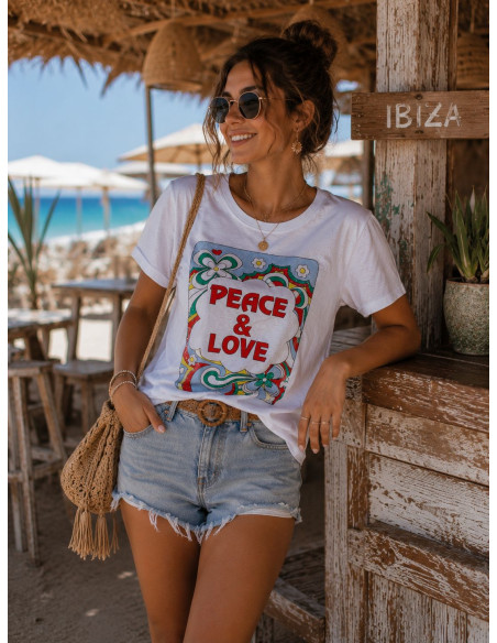 Camiseta Peace & Love blanca