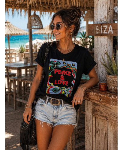 Camiseta Peace & Love negra 2