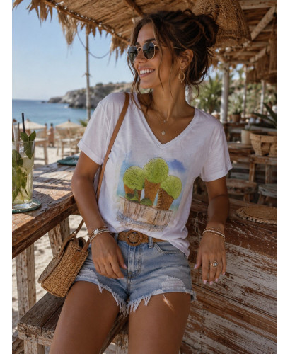 Camiseta Blanca Helados con Pedrería