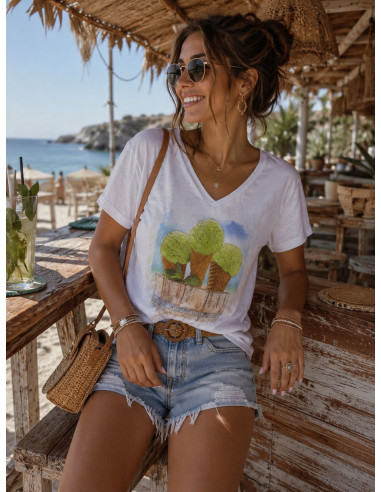 Camiseta Blanca Helados con Pedrería