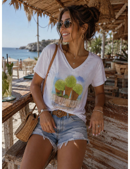 Camiseta Blanca Helados con Pedrería
