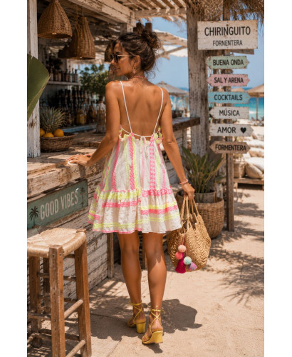 Vestido fluór amarillo y rosa 2