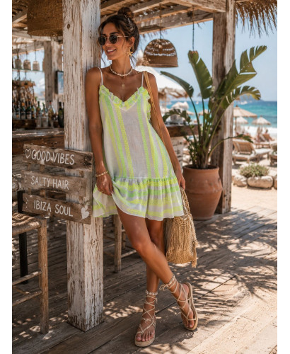 Vestido fluór amarillo y verde 2