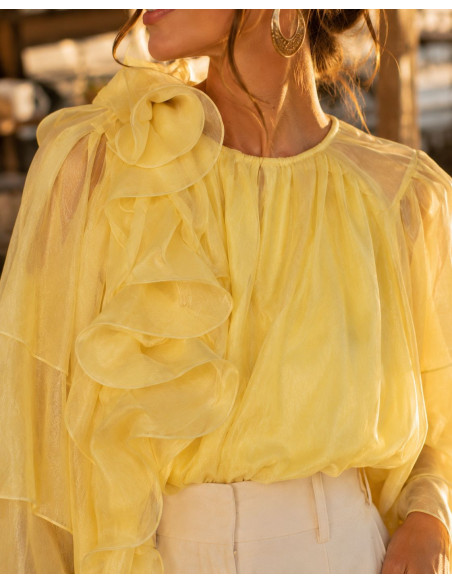 Blusa Amarilla de Gasa Fría