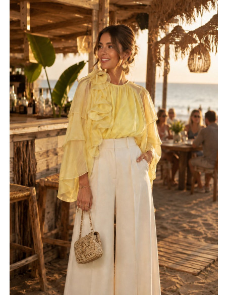 Blusa Amarilla de Gasa Fría