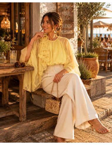 Blusa Amarilla de Gasa Fría