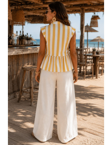 Blusa rayas mostaza y blanco
