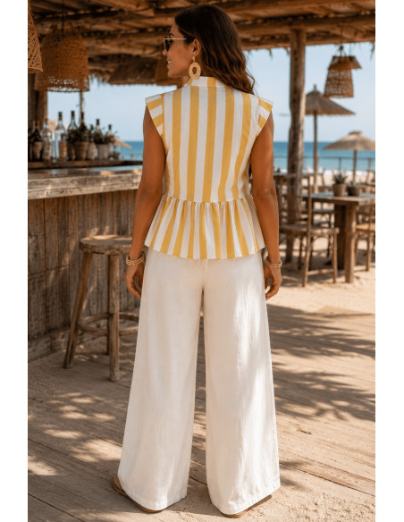 Blusa rayas mostaza y blanco