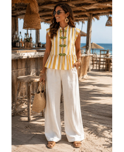 Blusa rayas mostaza y blanco 2