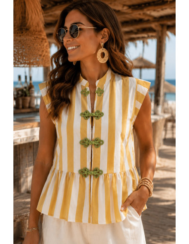Blusa rayas mostaza y blanco