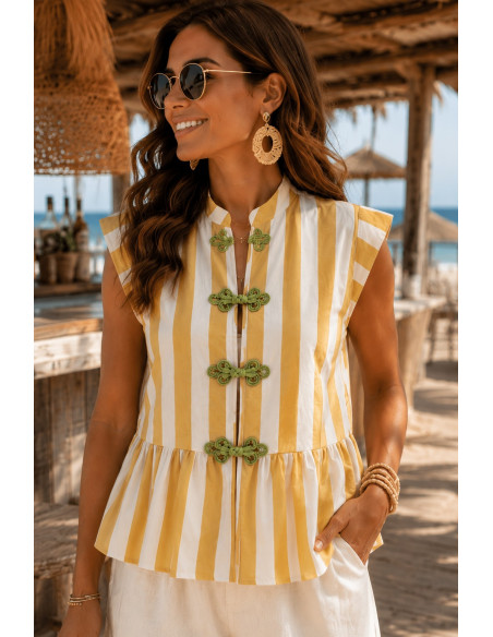Blusa rayas mostaza y blanco