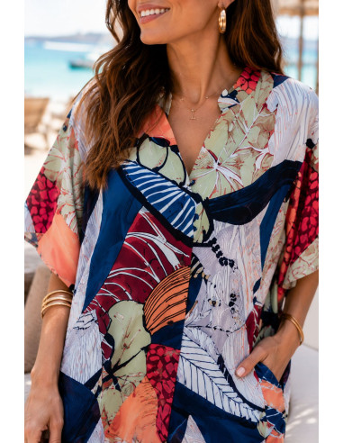 Vestido Camisero Estampado con Hojas 🌿