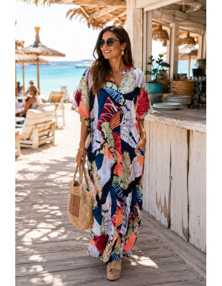 Vestido Camisero Estampado con Hojas 🌿
