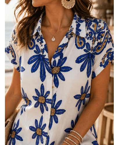 Vestido camisero estampado azul 2