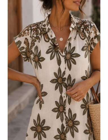 Vestido camisero estampado verde