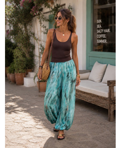 Pantalón bombacho estampado turquesa 2