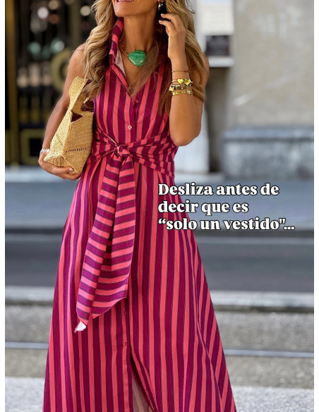 Vestido Camisero Rayas Rosa & Malva