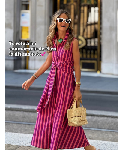 Vestido Camisero Rayas Rosa & Malva 2
