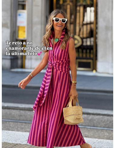 Vestido Camisero Rayas Rosa & Malva