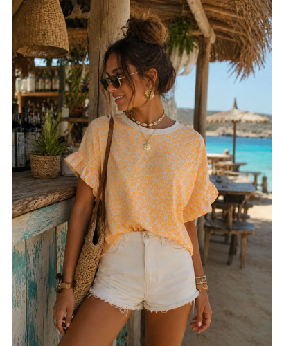 🐆 Camiseta Animal Print Naranja Flúor