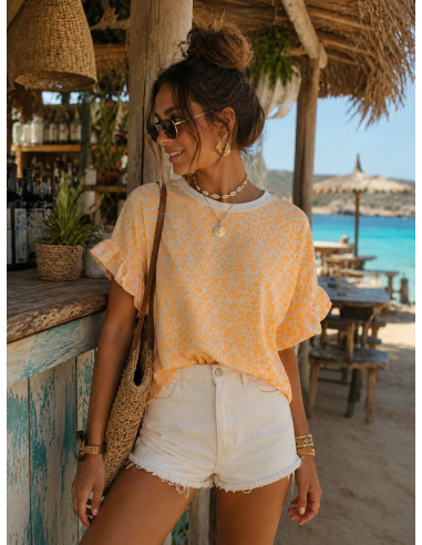 🐆 Camiseta Animal Print Naranja Flúor