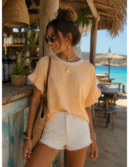 🐆 Camiseta Animal Print Naranja Flúor