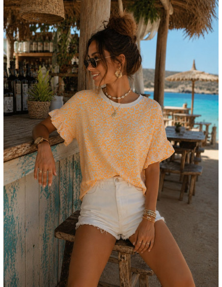 🐆 Camiseta Animal Print Naranja Flúor