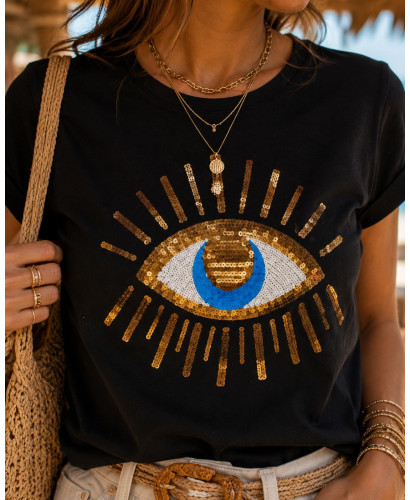 Camiseta Ojo Bordado Negra 2