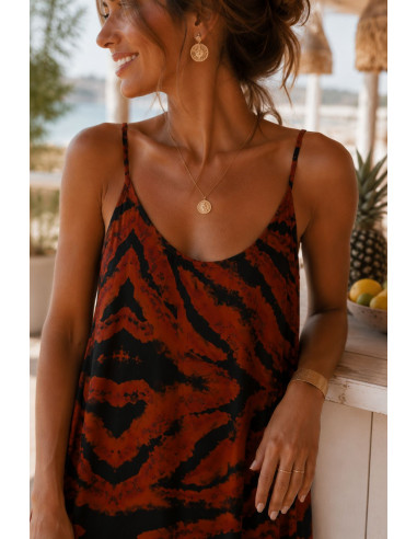 Vestido Lencero Animal Print Teja
