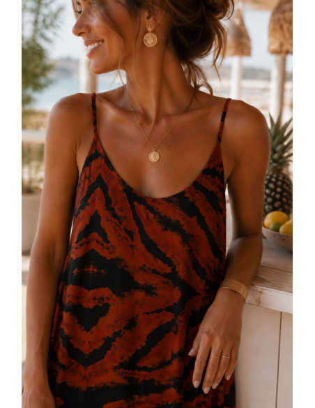 Vestido Lencero Animal Print Teja