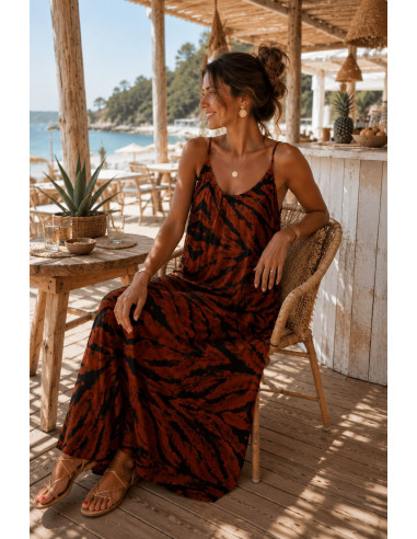 Vestido Lencero Animal Print Teja