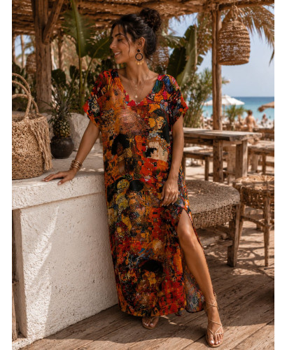 Vestido Estampado Artístico Multicolor