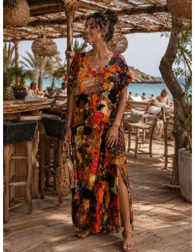 Vestido Estampado Artístico Multicolor
