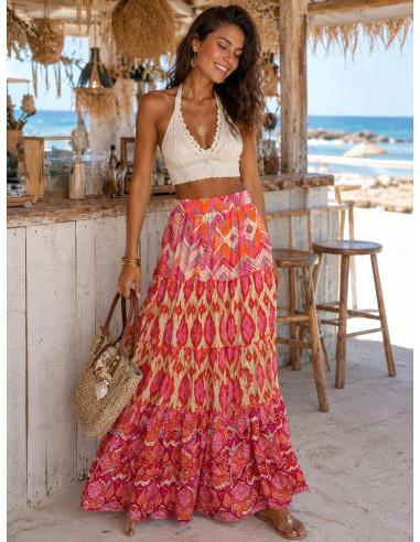 🌸✨ Falda Larga Estampada: Elegancia y Frescura 🌈