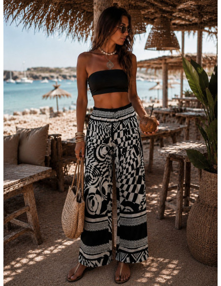 🌟 Pantalón Punto Seda Estampado negro